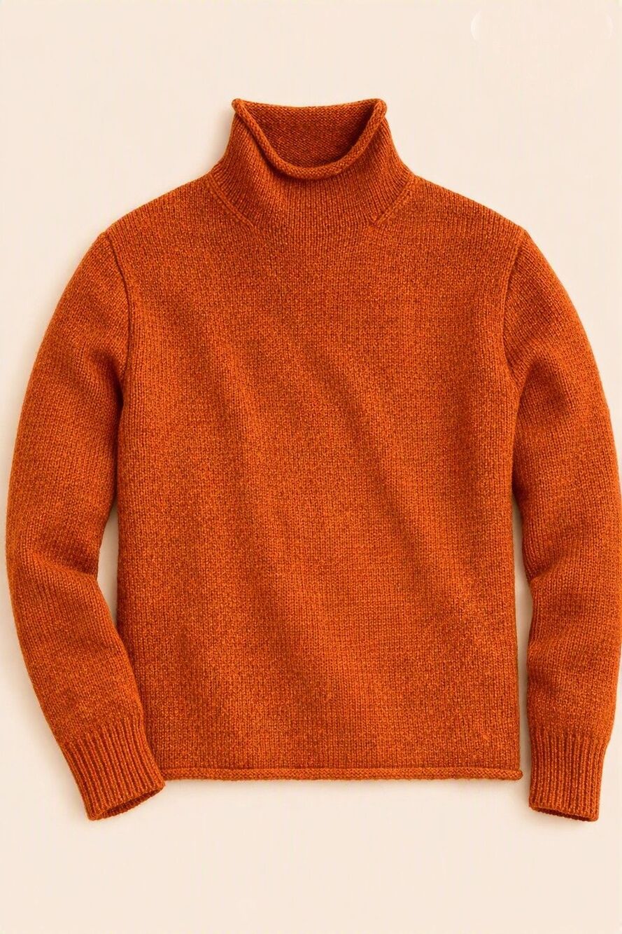 J Crew Always Oarsman Heritage Rollneck Lambswool Sweater Men XS Orange Pullover